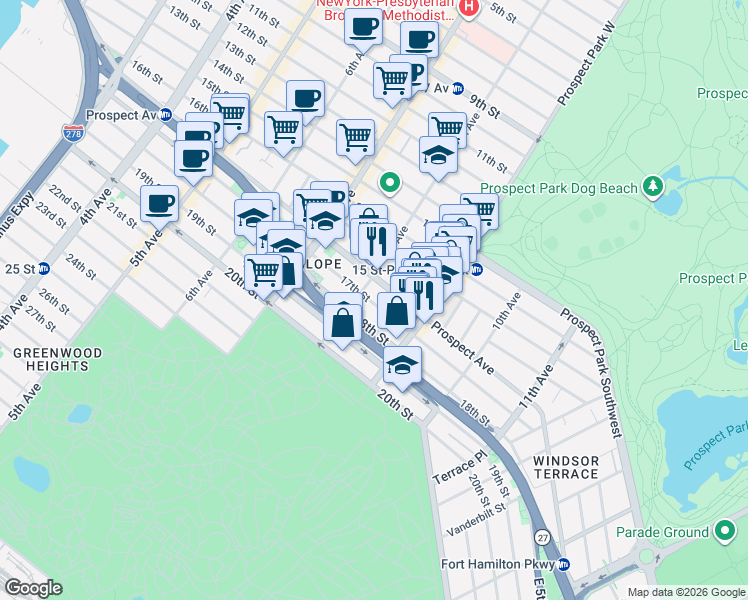 map of restaurants, bars, coffee shops, grocery stores, and more near in Brooklyn