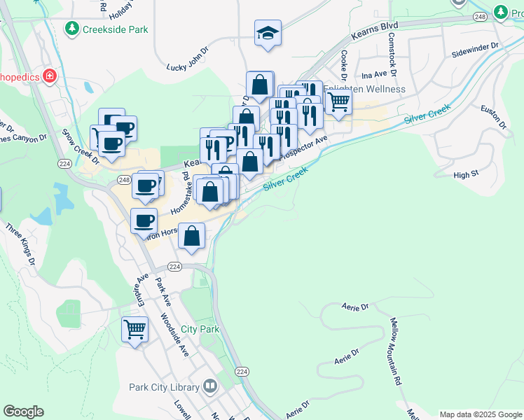 map of restaurants, bars, coffee shops, grocery stores, and more near 1660 Upper Iron Horse Loop Road in Park City