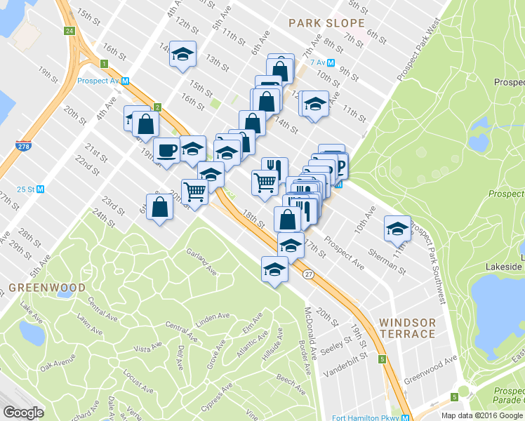 map of restaurants, bars, coffee shops, grocery stores, and more near in Brooklyn