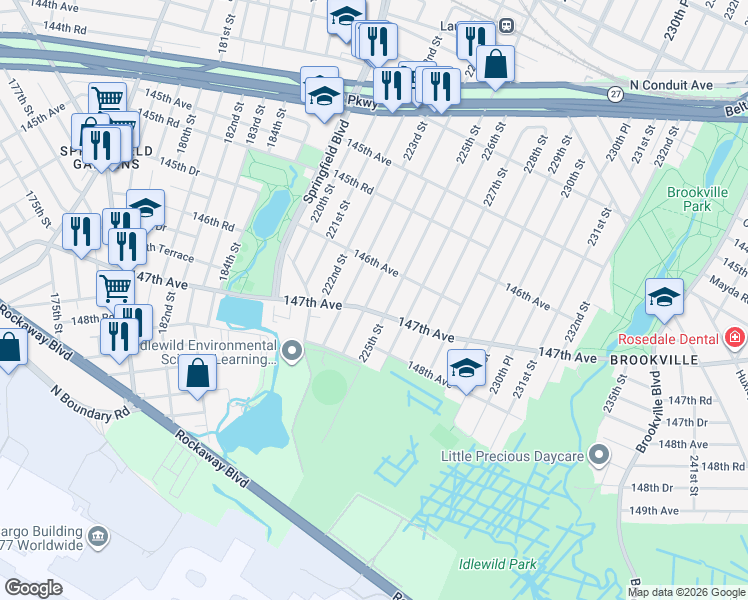 map of restaurants, bars, coffee shops, grocery stores, and more near in Queens