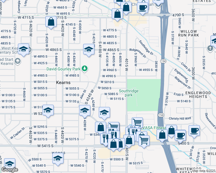 map of restaurants, bars, coffee shops, grocery stores, and more near 4139 West 5050 South in Salt Lake City