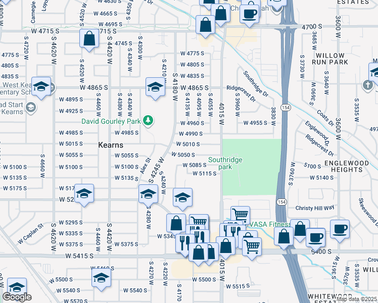 map of restaurants, bars, coffee shops, grocery stores, and more near 4139 West 5050 South in Salt Lake City