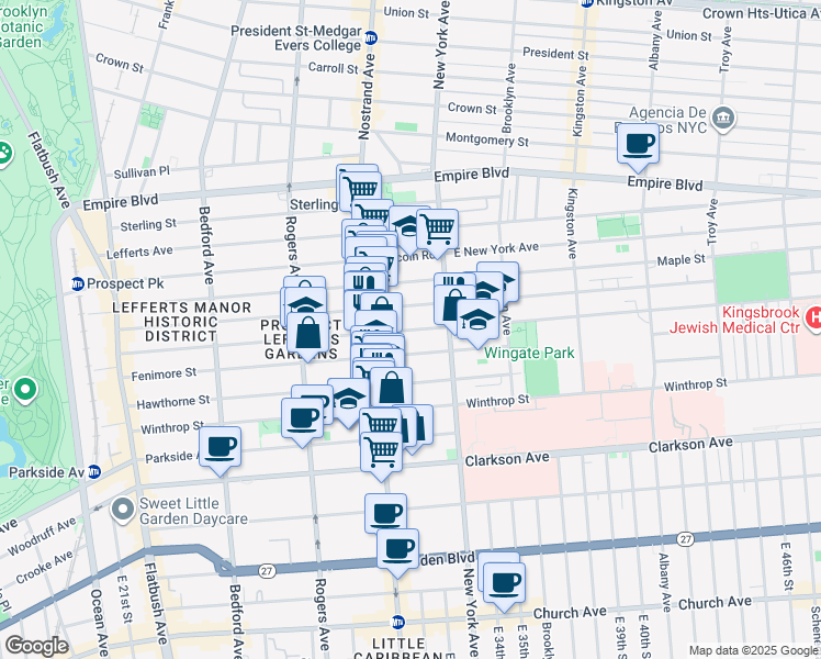 map of restaurants, bars, coffee shops, grocery stores, and more near 423 Fenimore Street in Brooklyn
