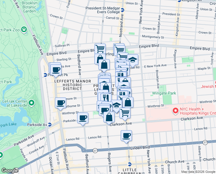 map of restaurants, bars, coffee shops, grocery stores, and more near in Brooklyn