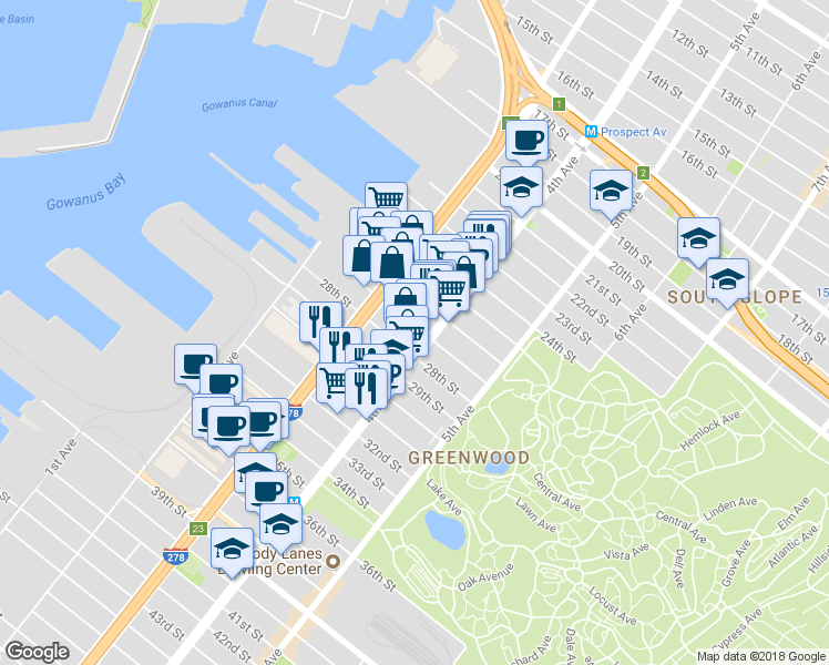 map of restaurants, bars, coffee shops, grocery stores, and more near 793 4th Avenue in Brooklyn