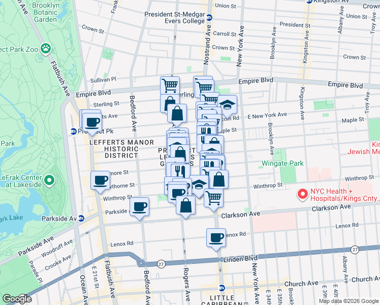 map of restaurants, bars, coffee shops, grocery stores, and more near in Brooklyn