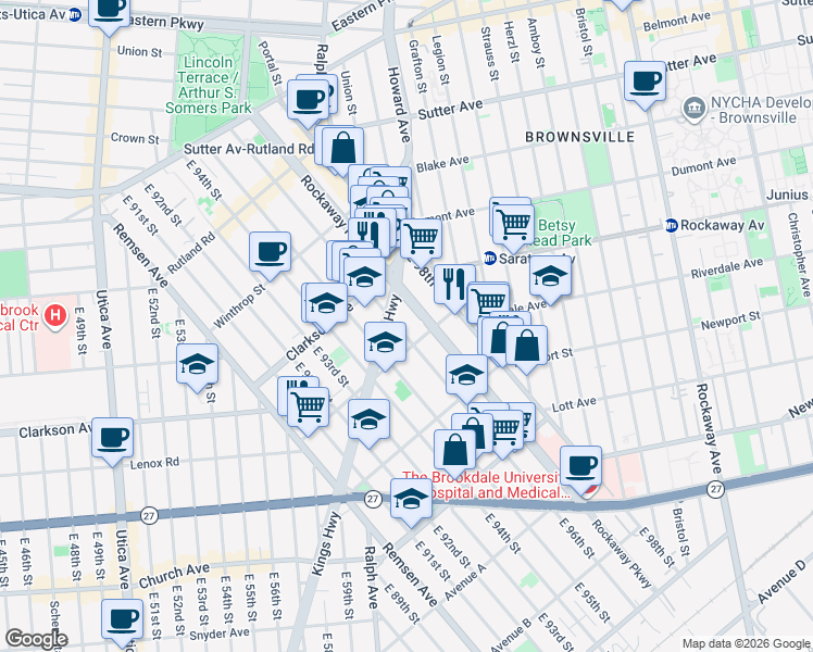map of restaurants, bars, coffee shops, grocery stores, and more near in Brooklyn
