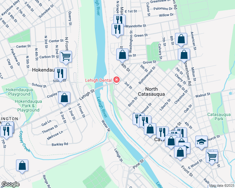 map of restaurants, bars, coffee shops, grocery stores, and more near 1230 2nd Street in Catasauqua