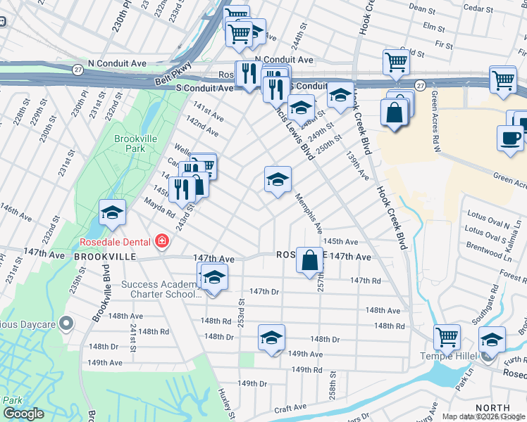 map of restaurants, bars, coffee shops, grocery stores, and more near 251-04 Weller Avenue in Queens