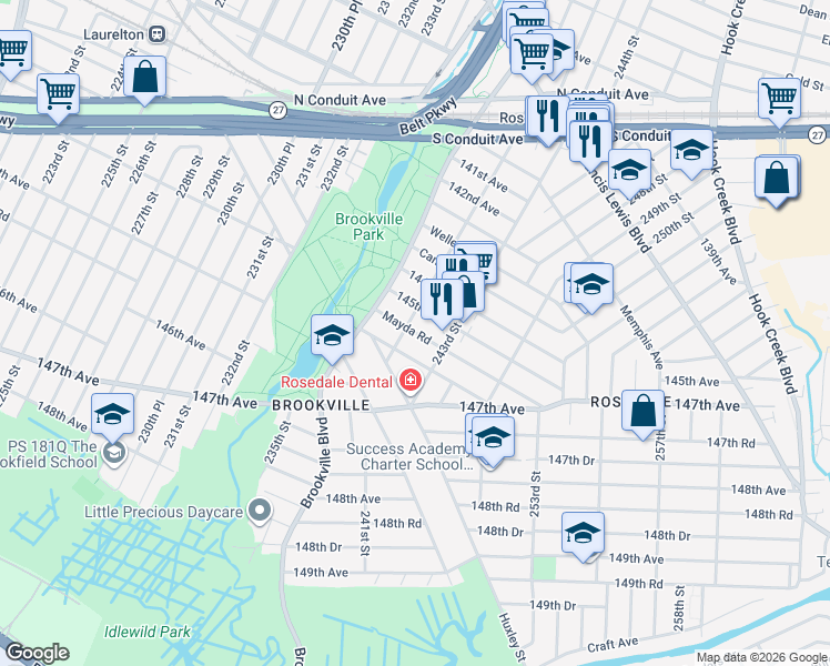 map of restaurants, bars, coffee shops, grocery stores, and more near 241-1 Newhall Avenue in Queens