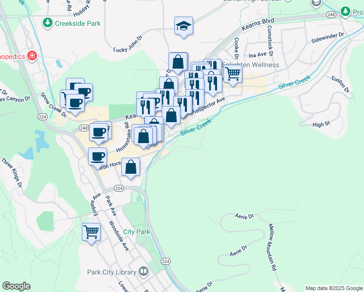 map of restaurants, bars, coffee shops, grocery stores, and more near 1670 Upper Iron Horse Loop Road in Park City