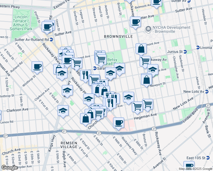 map of restaurants, bars, coffee shops, grocery stores, and more near 45 Newport Street in Brooklyn