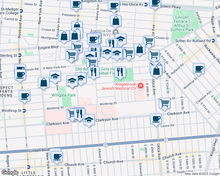 map of restaurants, bars, coffee shops, grocery stores, and more near 675 Hawthorne Street in Brooklyn
