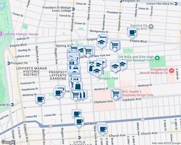 map of restaurants, bars, coffee shops, grocery stores, and more near 454 Fenimore Street in Brooklyn