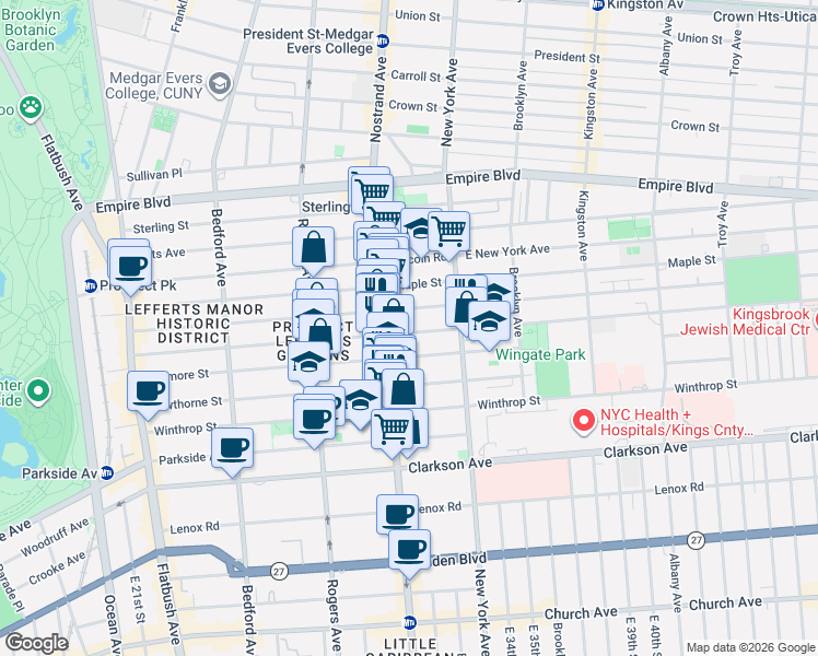 map of restaurants, bars, coffee shops, grocery stores, and more near in Brooklyn