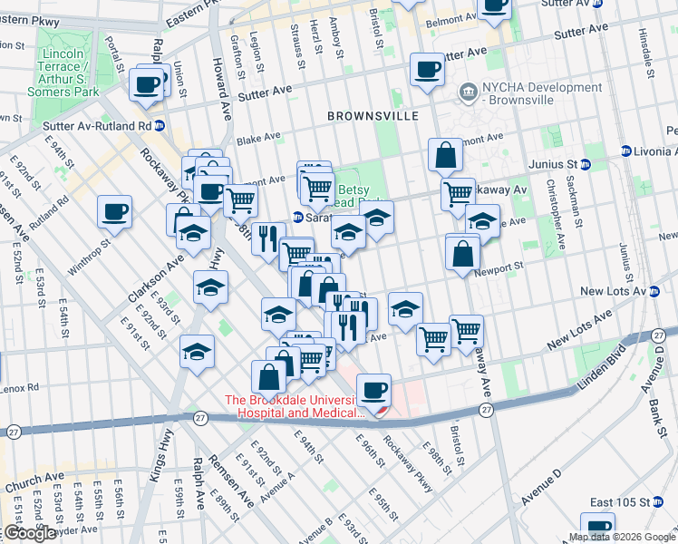 map of restaurants, bars, coffee shops, grocery stores, and more near 45 Newport Street in Brooklyn