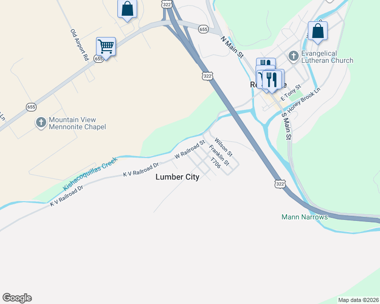 map of restaurants, bars, coffee shops, grocery stores, and more near 66 Chestnut Street in Reedsville