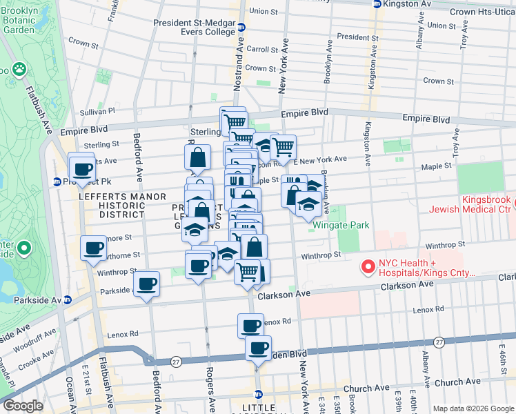 map of restaurants, bars, coffee shops, grocery stores, and more near 375 Fenimore Street in Brooklyn