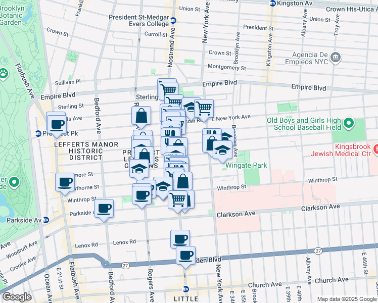 map of restaurants, bars, coffee shops, grocery stores, and more near in Brooklyn