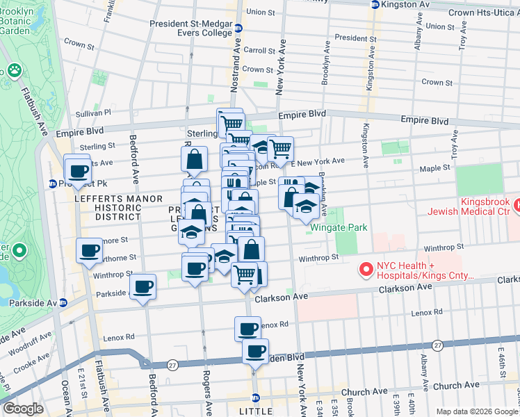 map of restaurants, bars, coffee shops, grocery stores, and more near 375 Fenimore Street in Brooklyn