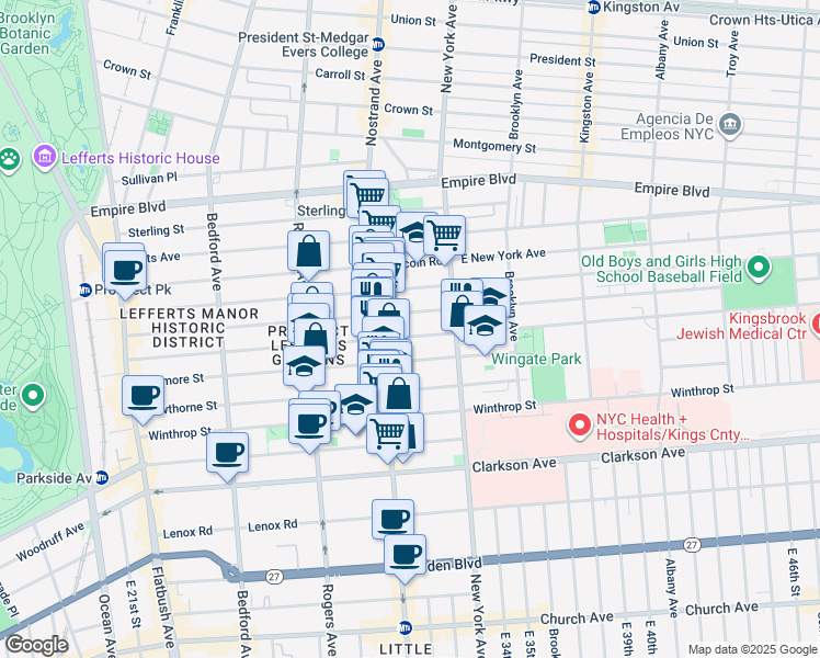 map of restaurants, bars, coffee shops, grocery stores, and more near 375 Fenimore Street in Brooklyn