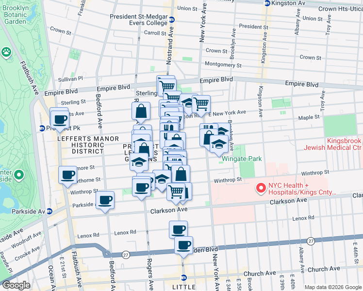 map of restaurants, bars, coffee shops, grocery stores, and more near in Brooklyn