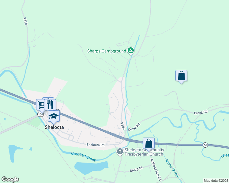 map of restaurants, bars, coffee shops, grocery stores, and more near 248 Polo Drive in Shelocta