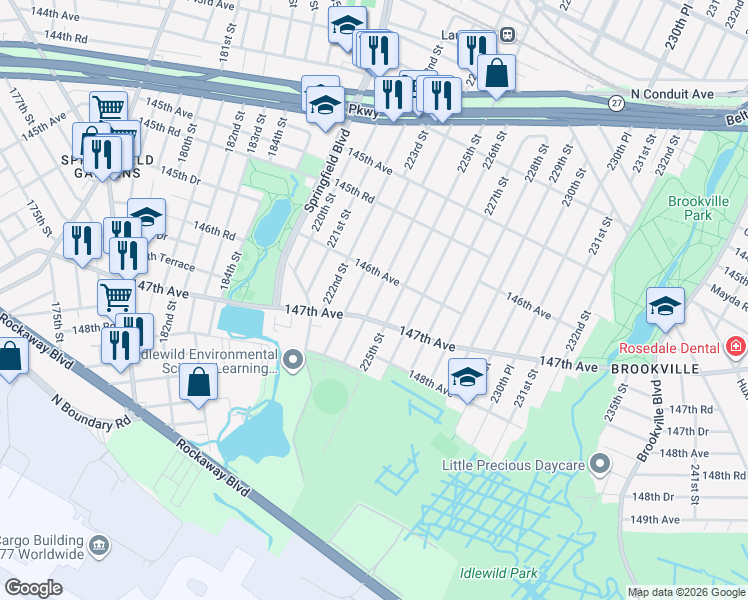 map of restaurants, bars, coffee shops, grocery stores, and more near in Queens