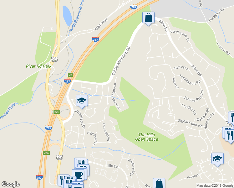 map of restaurants, bars, coffee shops, grocery stores, and more near 319 Enclave Lane in Bedminster Township