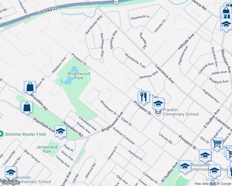 map of restaurants, bars, coffee shops, grocery stores, and more near 953 Sedgewick Court in Westfield