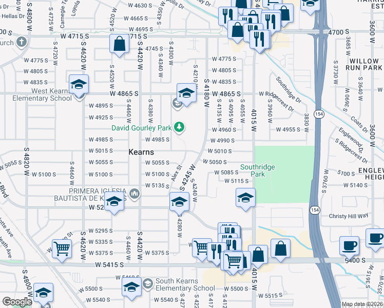 map of restaurants, bars, coffee shops, grocery stores, and more near 4996 South 4180 West in Kearns