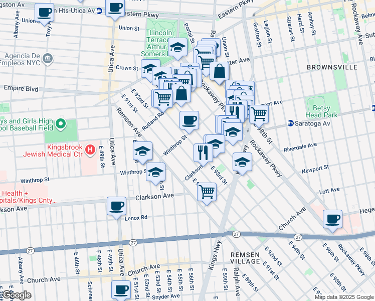 map of restaurants, bars, coffee shops, grocery stores, and more near in Brooklyn