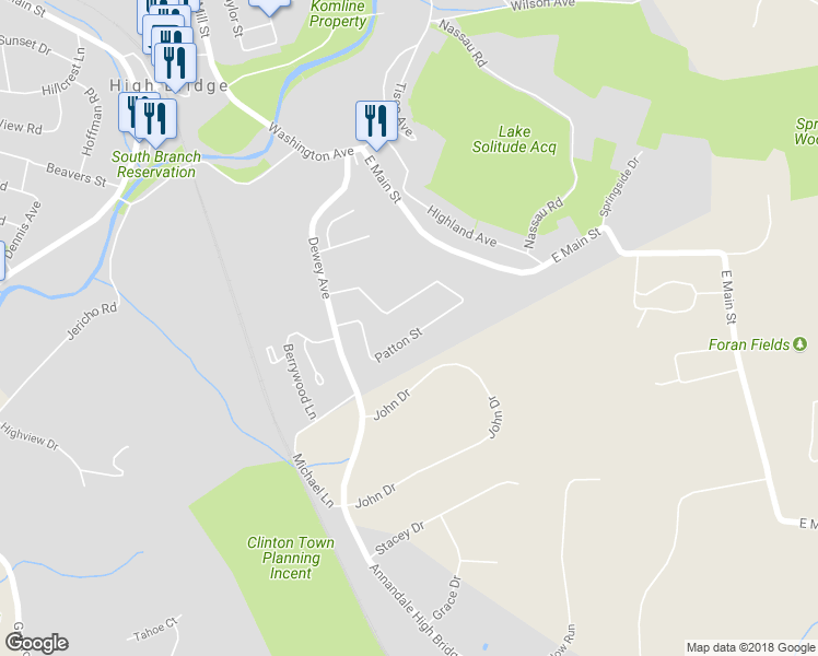 map of restaurants, bars, coffee shops, grocery stores, and more near 16 Patton Street in High Bridge