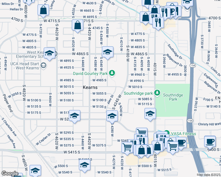 map of restaurants, bars, coffee shops, grocery stores, and more near 4291 West 5015 South in Salt Lake City