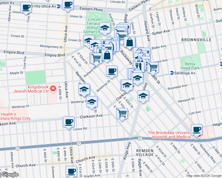 map of restaurants, bars, coffee shops, grocery stores, and more near in Brooklyn