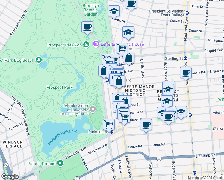 map of restaurants, bars, coffee shops, grocery stores, and more near 2100 Beekman Place in Brooklyn