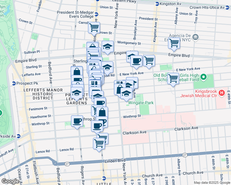 map of restaurants, bars, coffee shops, grocery stores, and more near 369 Midwood Street in Brooklyn