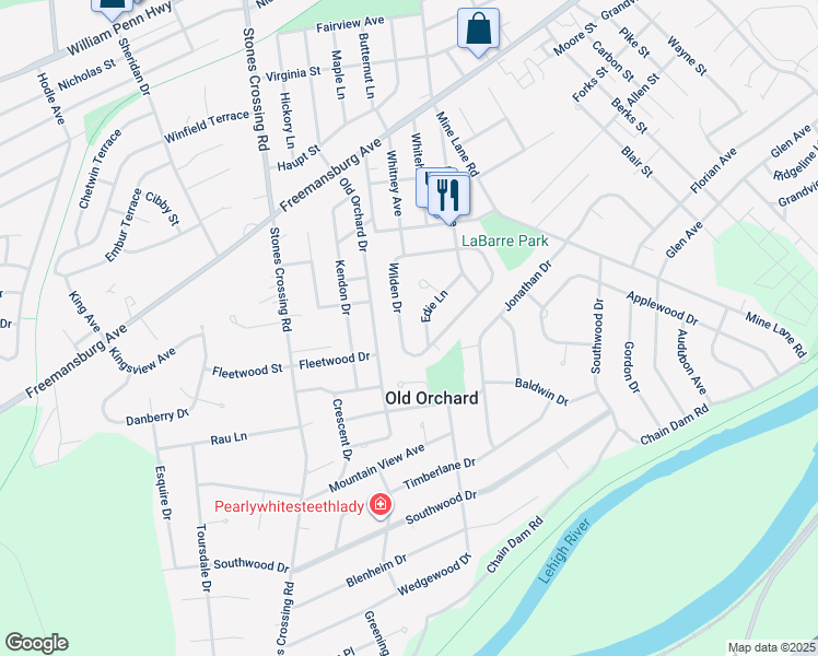 map of restaurants, bars, coffee shops, grocery stores, and more near 28 Wilden Drive in Easton