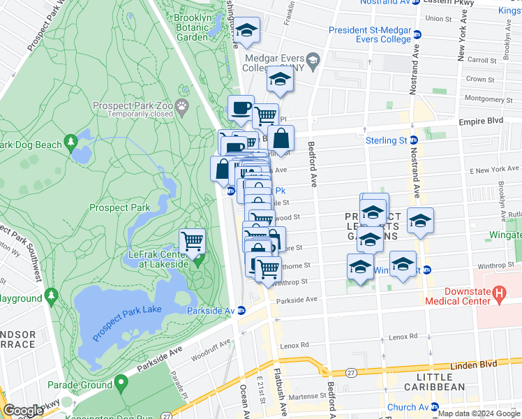 map of restaurants, bars, coffee shops, grocery stores, and more near 10 Maple Street in Brooklyn
