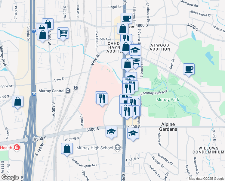 map of restaurants, bars, coffee shops, grocery stores, and more near in Salt Lake City