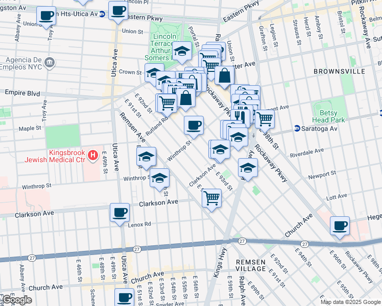 map of restaurants, bars, coffee shops, grocery stores, and more near in Brooklyn