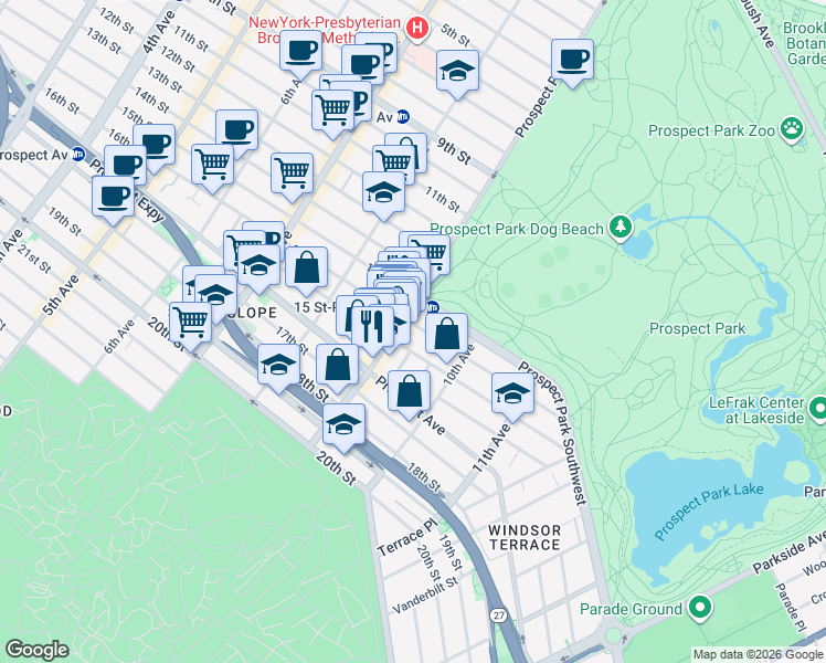 map of restaurants, bars, coffee shops, grocery stores, and more near in Brooklyn