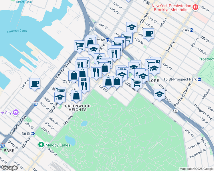 map of restaurants, bars, coffee shops, grocery stores, and more near in Brooklyn