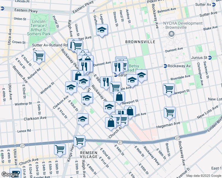 map of restaurants, bars, coffee shops, grocery stores, and more near 333 Grafton Street in Brooklyn