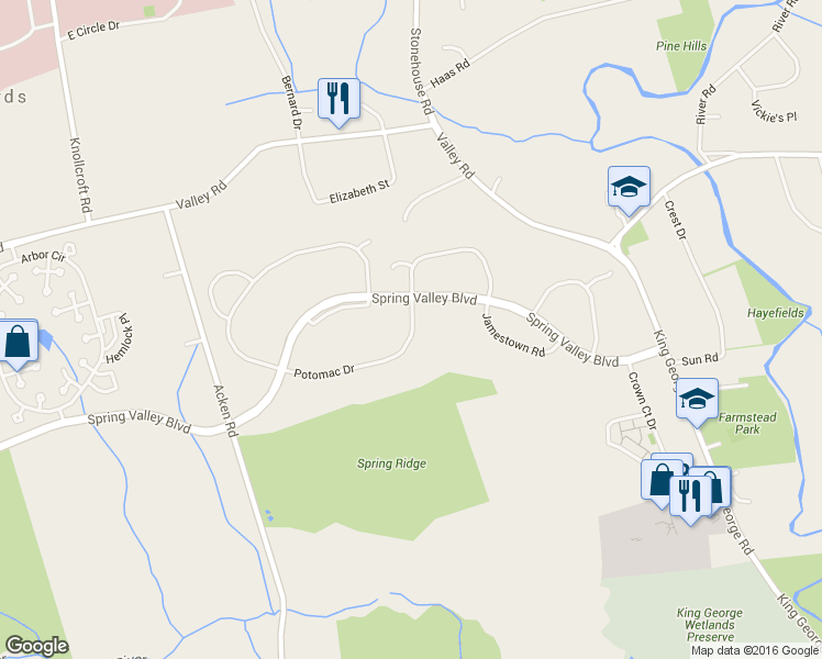 map of restaurants, bars, coffee shops, grocery stores, and more near 395 Potomac Drive in Bernards