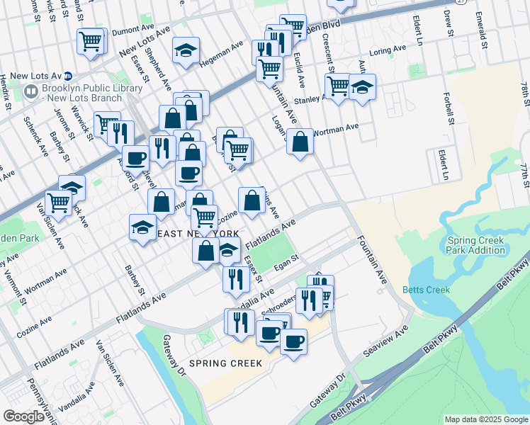 map of restaurants, bars, coffee shops, grocery stores, and more near 777 Berriman Street in Brooklyn