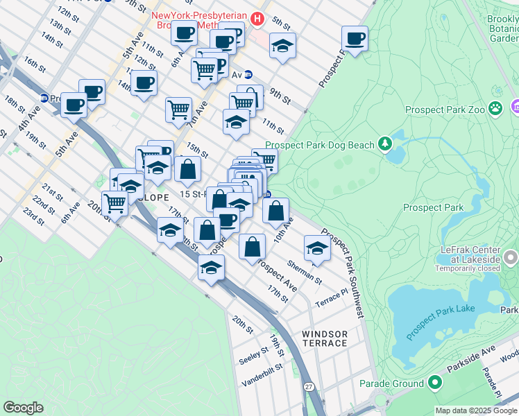 map of restaurants, bars, coffee shops, grocery stores, and more near 481 16th Street in Brooklyn