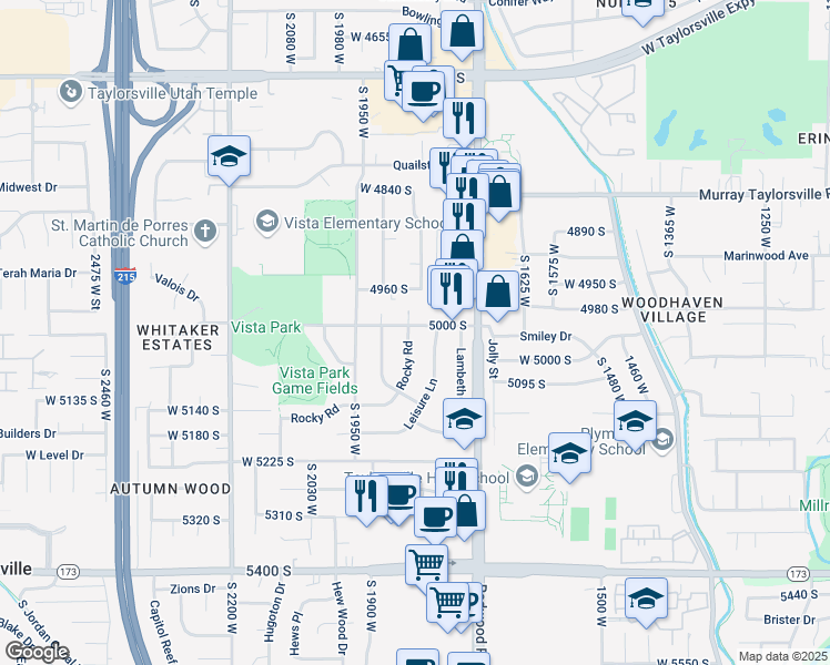 map of restaurants, bars, coffee shops, grocery stores, and more near 1802 West 5000 South in Salt Lake City