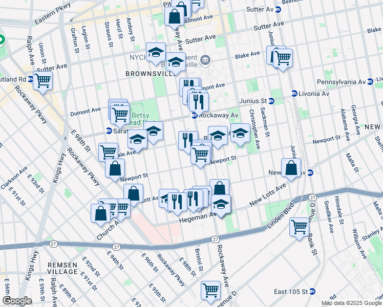 map of restaurants, bars, coffee shops, grocery stores, and more near 461 Chester Street in Brooklyn