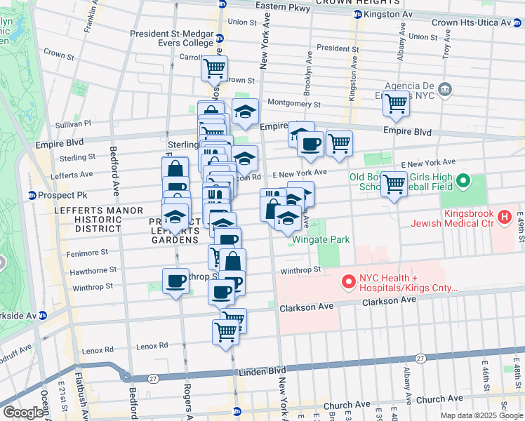 map of restaurants, bars, coffee shops, grocery stores, and more near 388 Midwood Street in Brooklyn